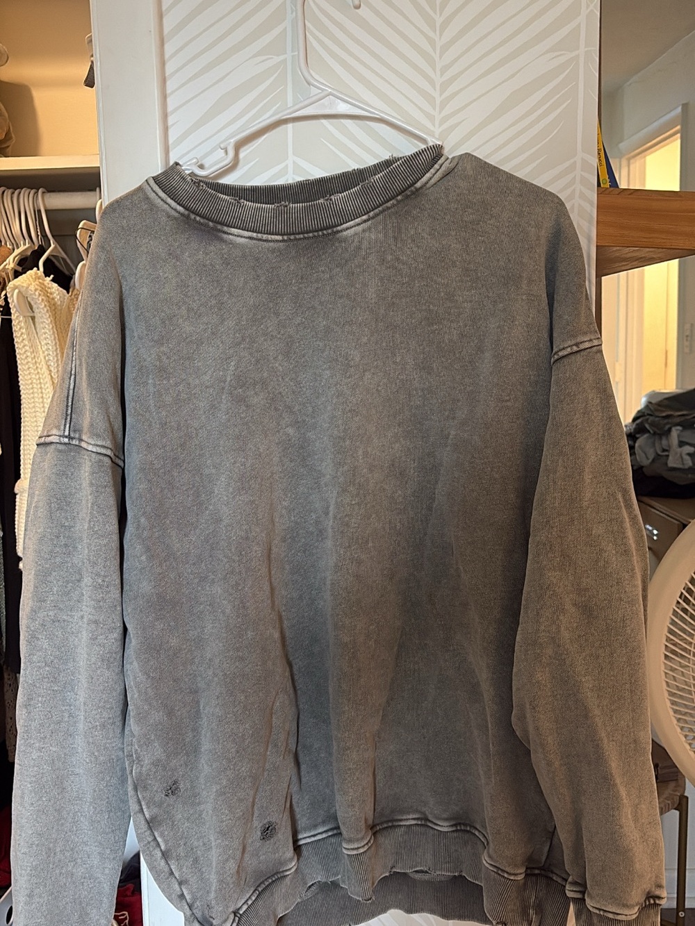 Free People Women’s Washed Gray Pullover Sweatshirt